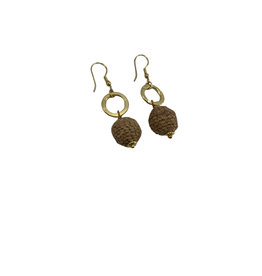 India SALE Brass and Jute Beaded Earrings