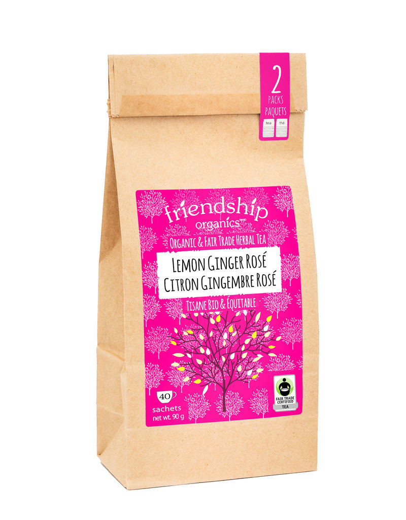 India Organic Lemon Ginger Rose Friendship Tea Twinpack