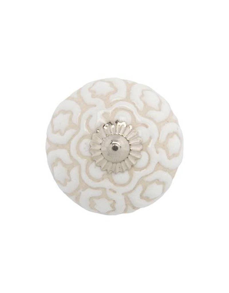 India Ivory Lace Ceramic Pull Knob