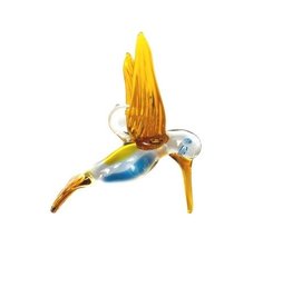 Egypt Glass Hummingbird Posing Yellow & Blue