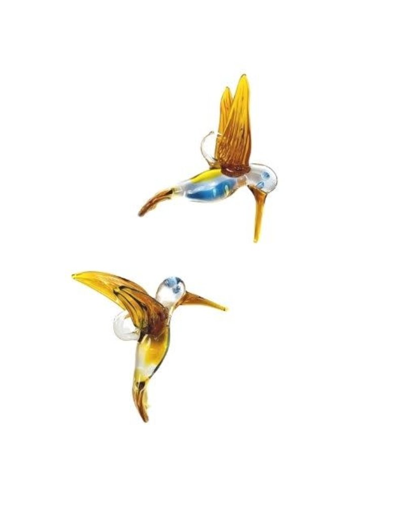 Egypt Glass Hummingbird Posing Yellow & Blue