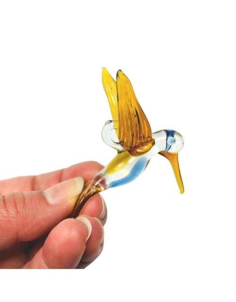 Egypt Glass Hummingbird Posing Yellow & Blue
