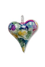 Egypt Blown Glass Heart Ornament Fuchsia  3.5"x2.8"