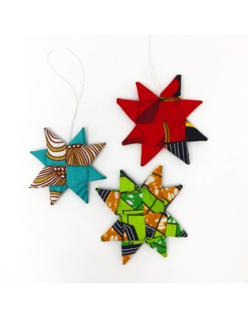 Rwanda Fabric Star Ornament assorted
