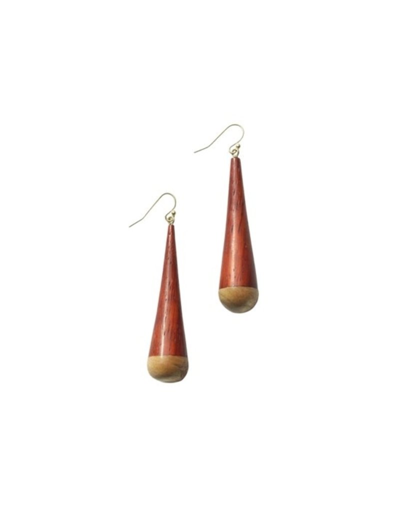 India Wood Cone Earrings