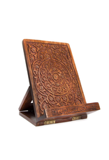 India Tablet and Book Stand Mandala Floral in Rosewood