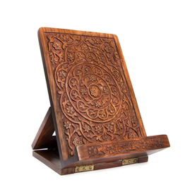 India Tablet and Book Stand Mandala Floral in Rosewood