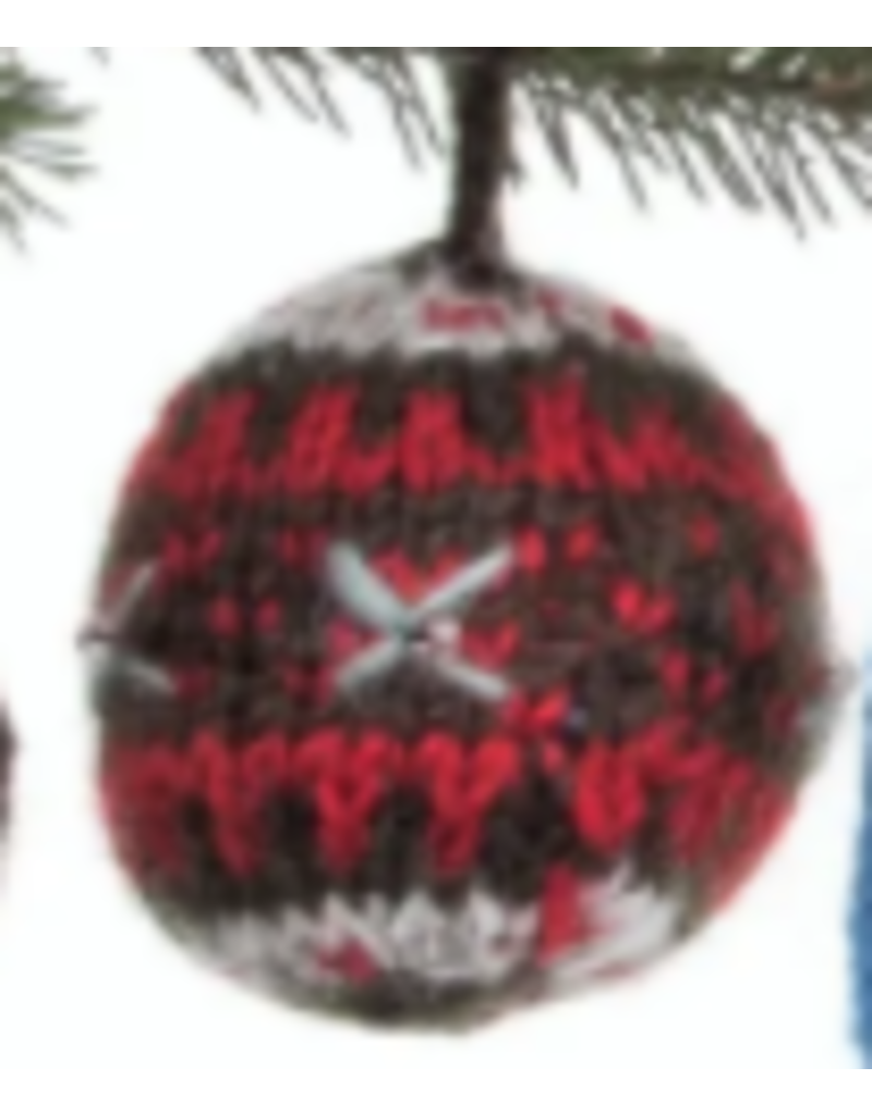 Nepal Knit Bauble Ornament Grey & Red