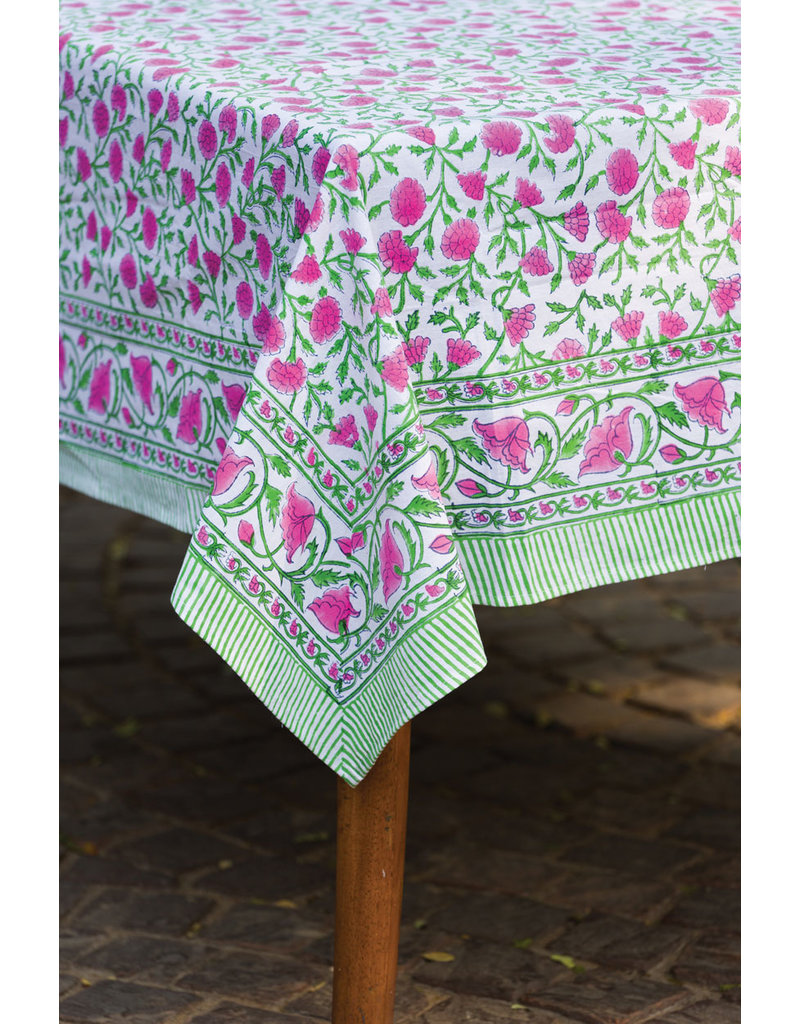 India Tablecloth Fuchsia & Green 60"x90"