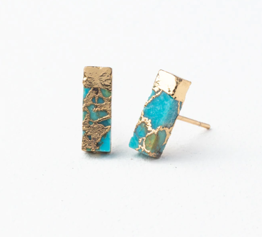 Natural turquoise deals stud earrings