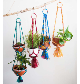 India Sari Macrame Plant Hanger Medium