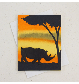 Sri Lanka Rhino Yellow Greeting Card