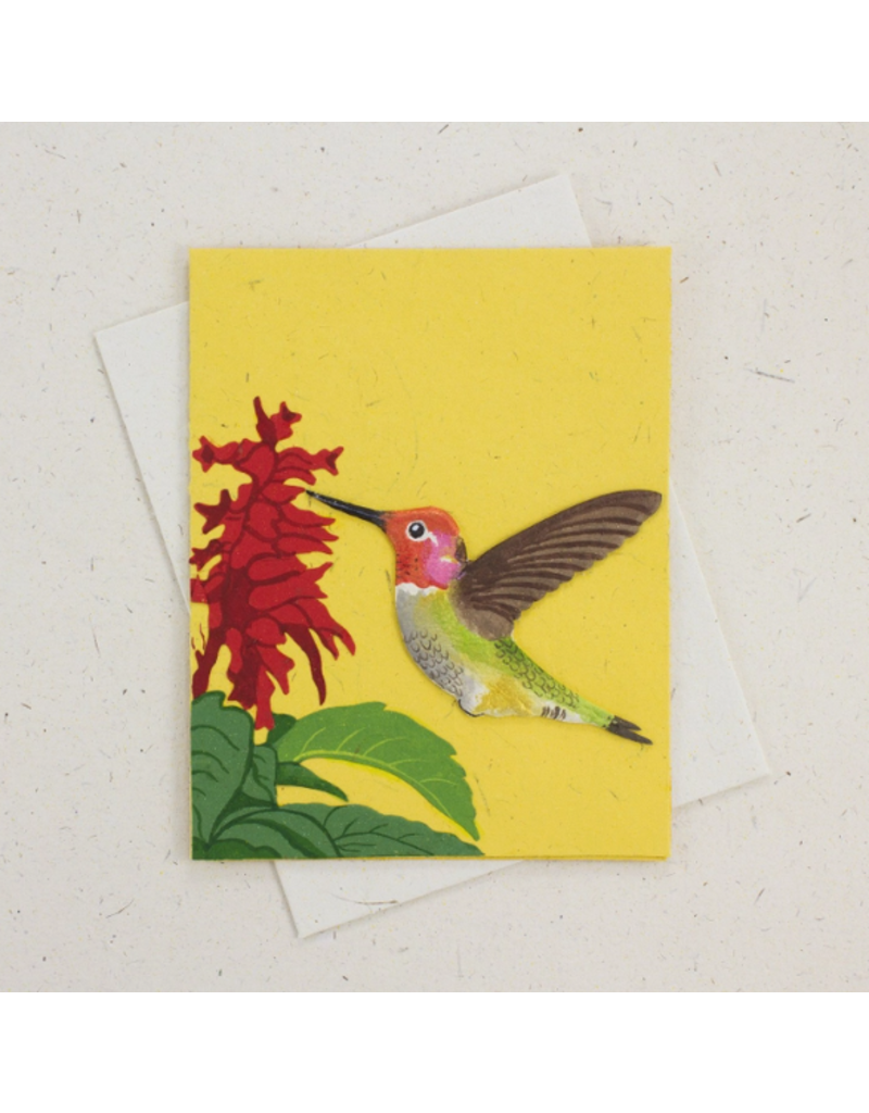 Sri Lanka Hummingbird Yellow Greeting Card