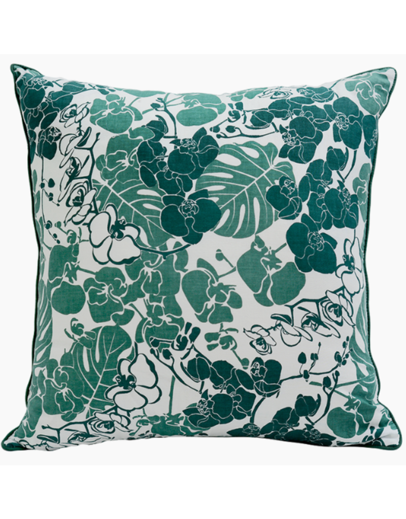 Indonesia Orchid Emerald Cushion Cover 18"