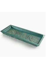 Indonesia Carved Wooden Leaf Tray Teal