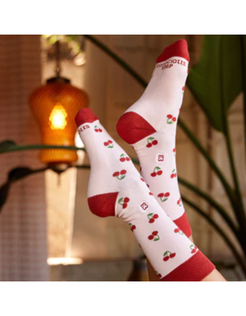 India Socks that Support Self Checks Cherries