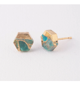 China Oasis Turquoise & Gold Stud Earrings