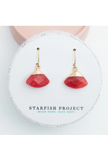 China Fan Drop Earrings in Crimson