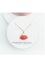 China Fan Drop Necklace in Crimson