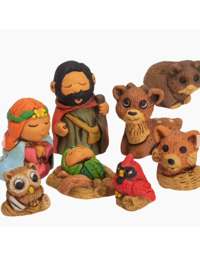 Peru Woodsy Petite Nativity set of 9 at 1"