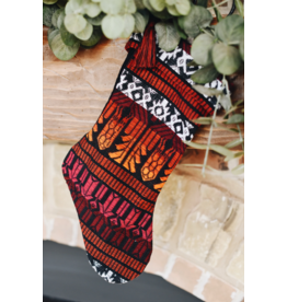 Guatemala Brocade Christmas Stocking  - red