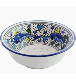 Tunisia Blue Fish Berry Bowl 8"x3"