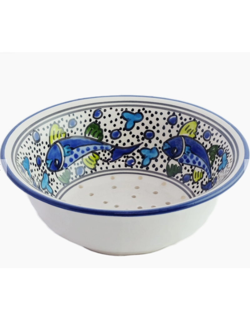 Tunisia Blue Fish Berry Bowl 8"x3"