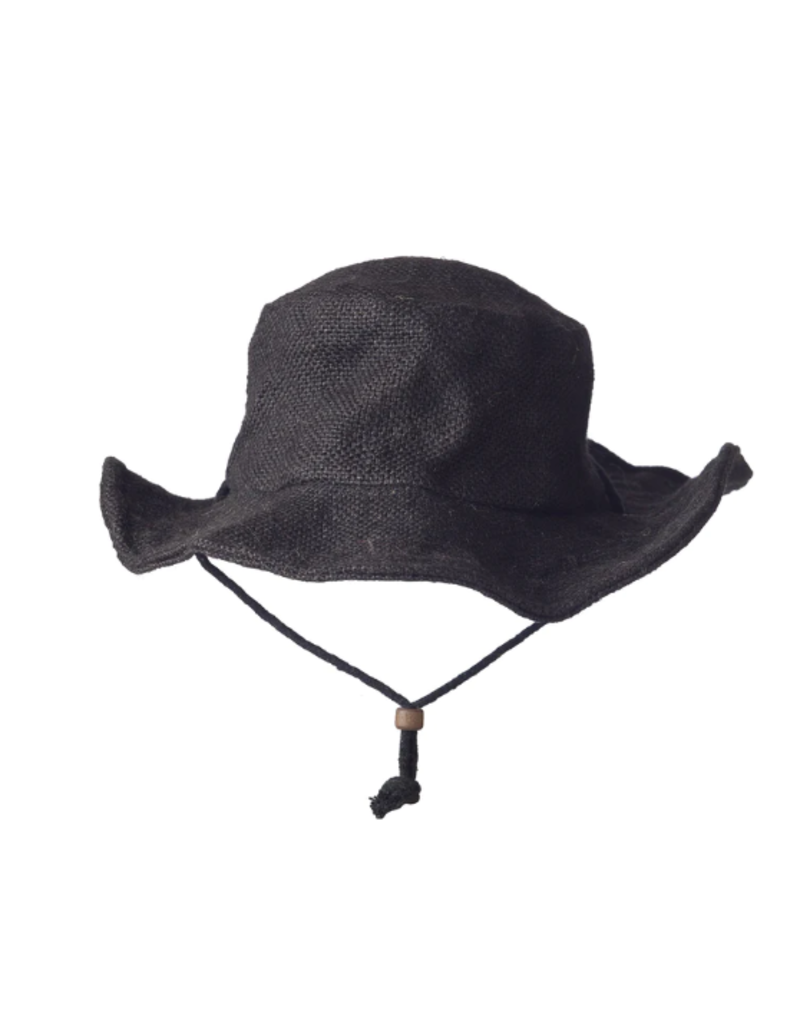 Nepal Jute Wire Rim Hat Black