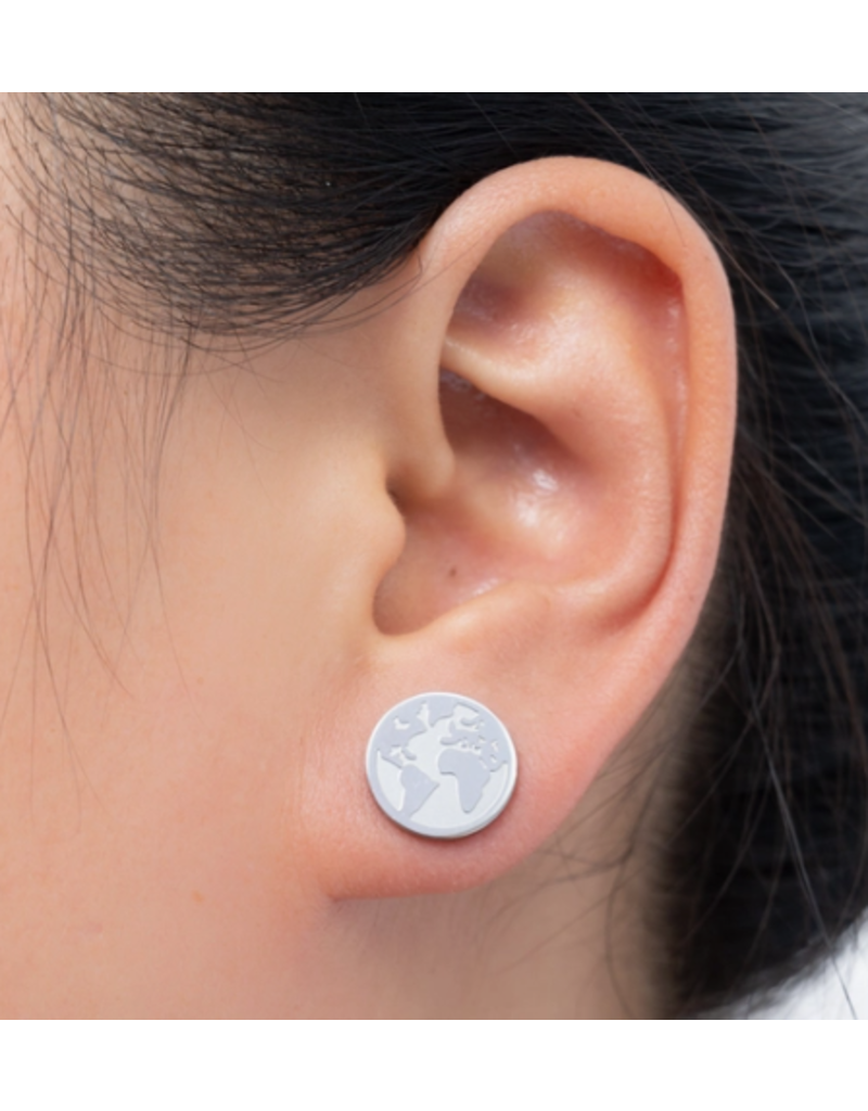China Unity Globe Earrings Silver