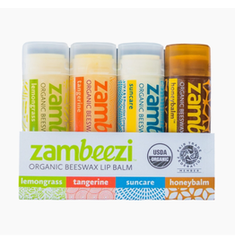 Zambia Zambeezi Organic Lip Balm Variety 4-pack