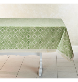 India Mosaic Sage Hand Blocked Tablecloth 60"x90"