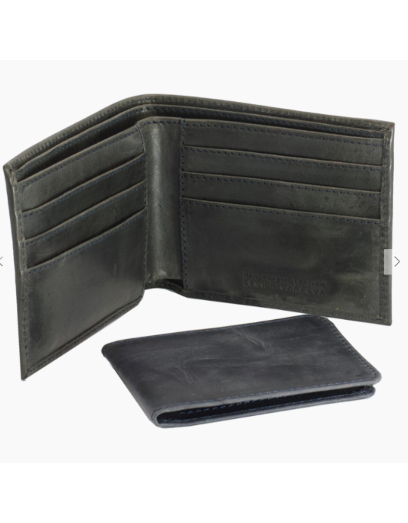 Nicaragua Bi-Fold Leather Wallet - Electric Black