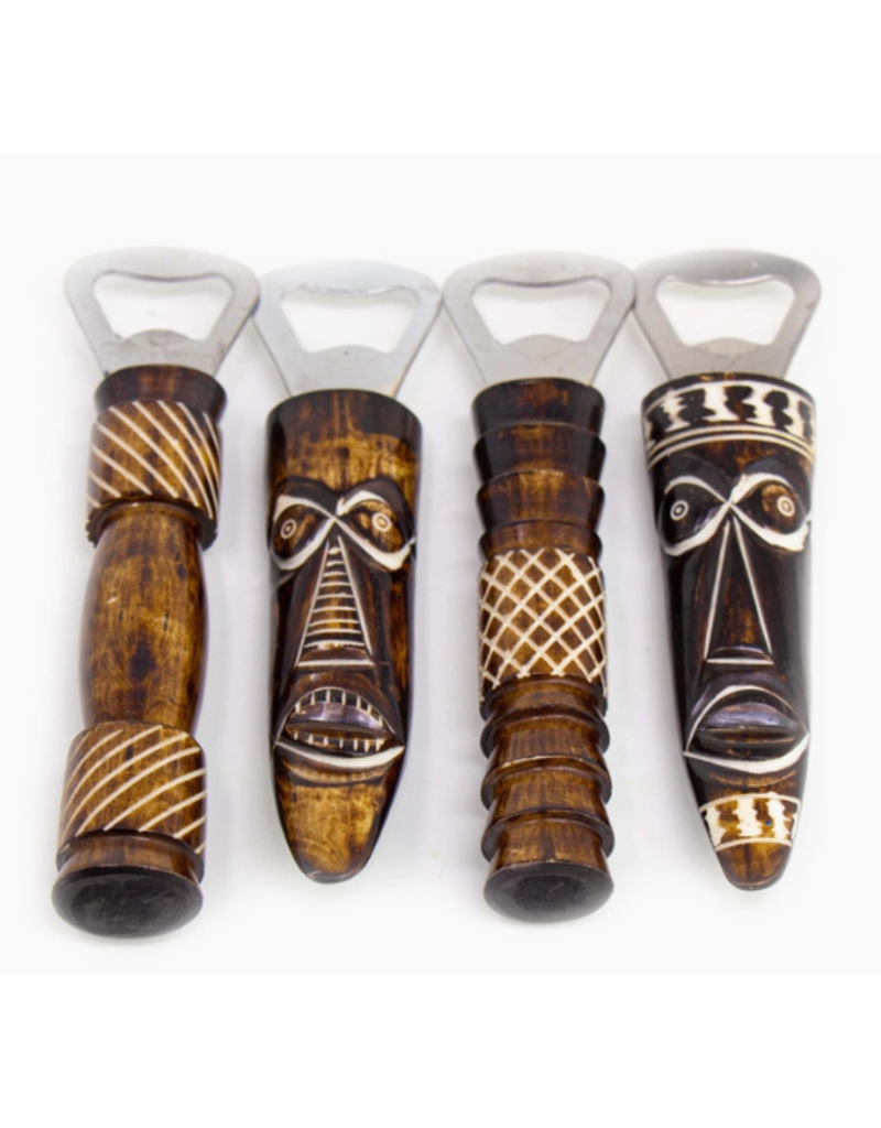 Kenya African Bone Bottle Opener Tiki Design assorted