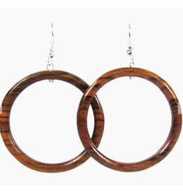 Guatemala Wood Hoop Earrings 2.25"