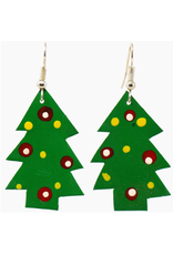 Kenya Painted Tin Christmas Tree Earrings