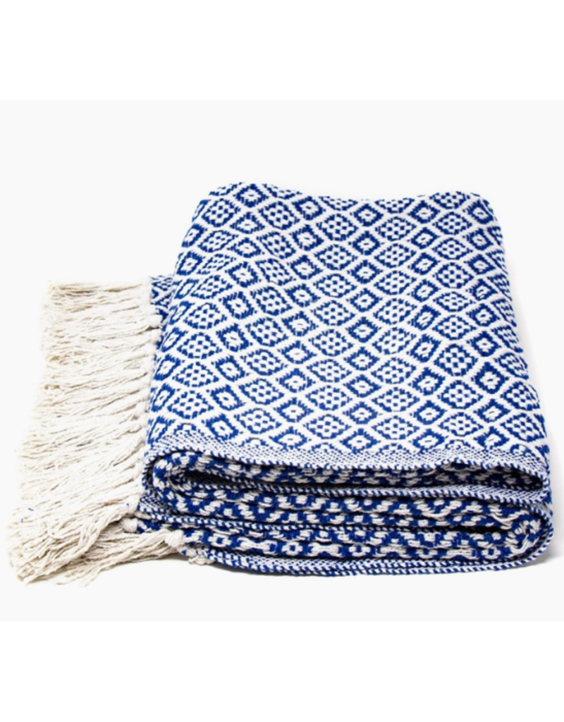 India Recycled Cotton Throw w Tassels 50"x60"