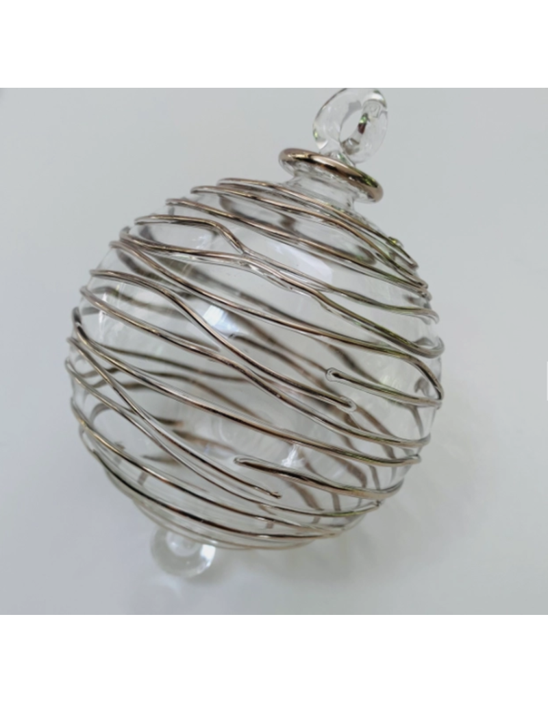 Egypt Blown Glass Ornament Silver Spiral