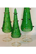 Egypt Blown Glass  Green Tabletop Tree With Colours 9.5"