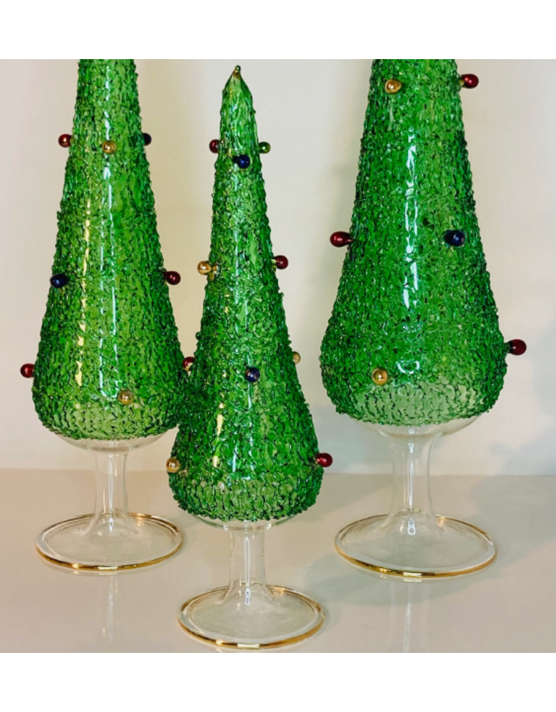Egypt Blown Glass  Green Tabletop Tree With Colours 9.5"