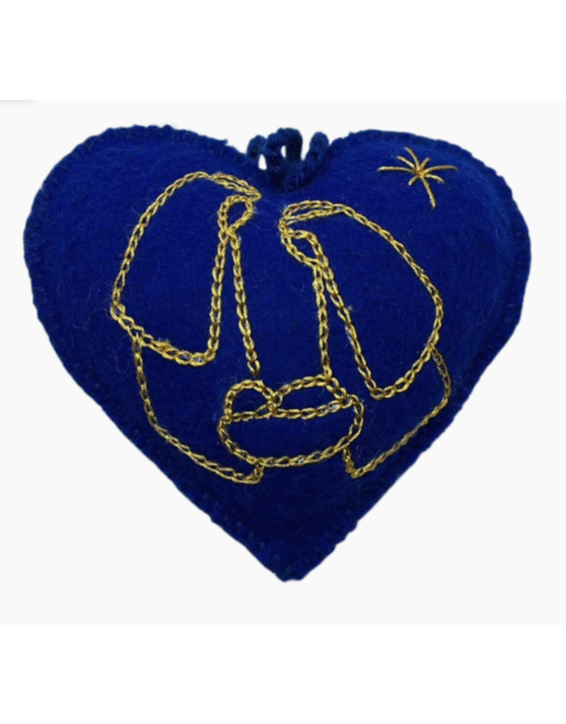 Peru Nativity Blue & Gold Ornament