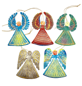 Haiti Painted Angel Ornament Metal assorted
