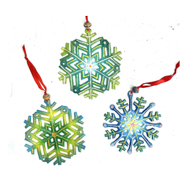 Haiti Blue & Green Snowflake Ornament Metal assorted