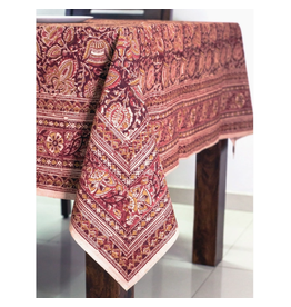 India Terracotta Kalamkari Tablecloth 60"x90"
