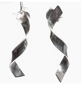 Nepal Ribbon Silver Earrings