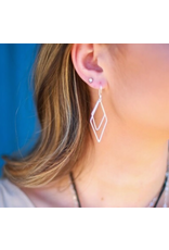 Mexico Rhombus Dangle Earrings Silver