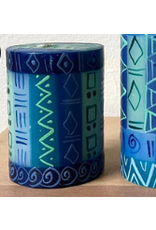 South Africa Blue Green Pillar Candle 3"x4"