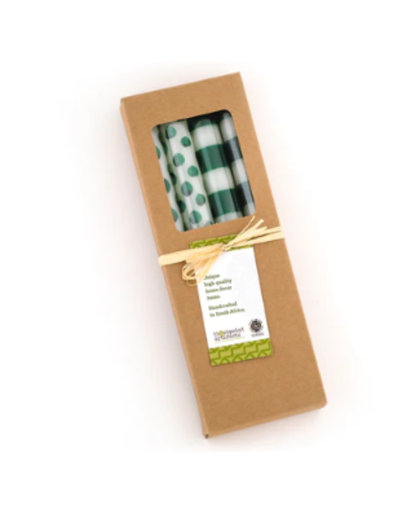 Dot & Stripe Green Taper Candles (4Pack) Villages Calgary