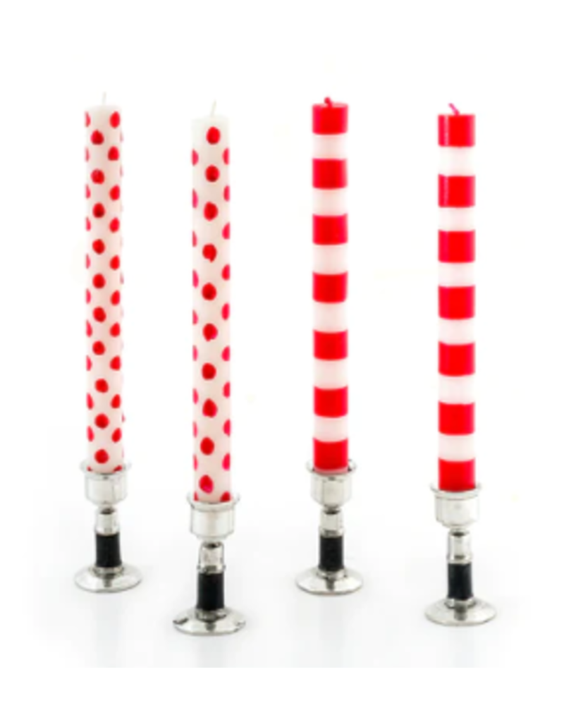 South Africa Dot & Stripe Red Taper Candles (4-Pack)