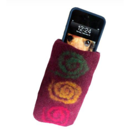 Nepal Eyeglass or Phone Felt Case 3.5"x7"