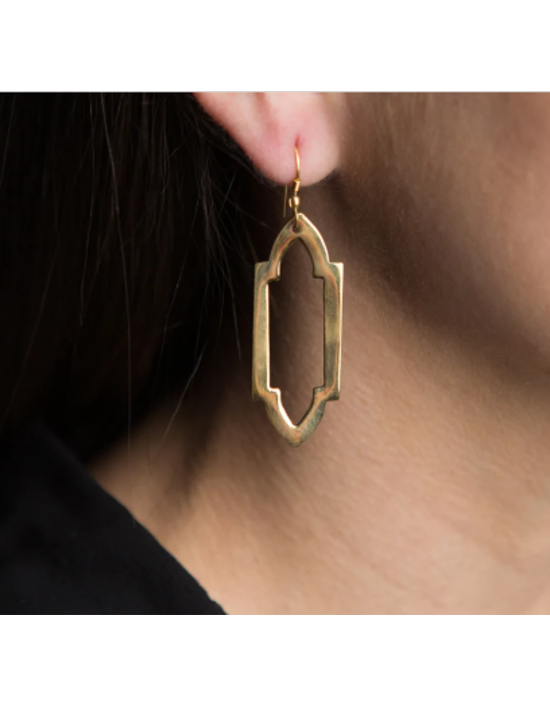 India Ashram Drop Earrings w Slim Window